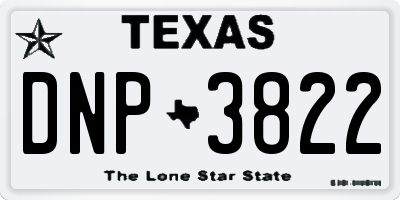 TX license plate DNP3822