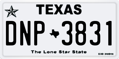 TX license plate DNP3831
