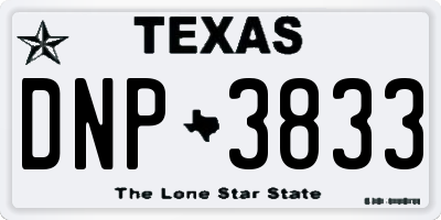 TX license plate DNP3833