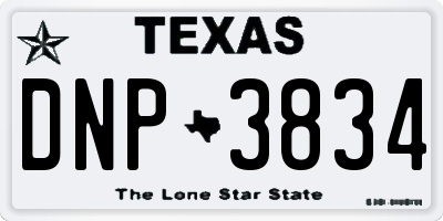 TX license plate DNP3834