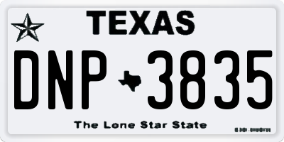 TX license plate DNP3835