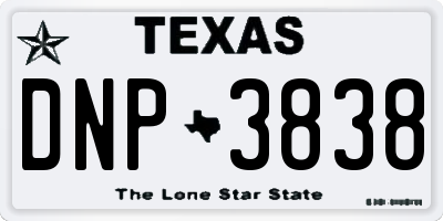 TX license plate DNP3838