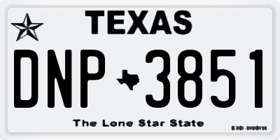 TX license plate DNP3851
