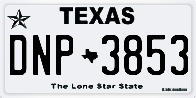 TX license plate DNP3853