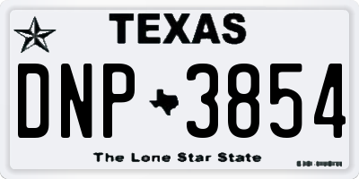 TX license plate DNP3854