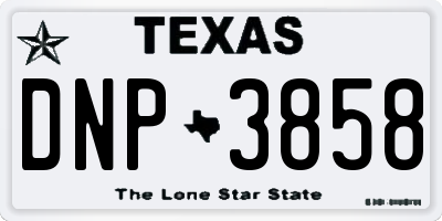 TX license plate DNP3858