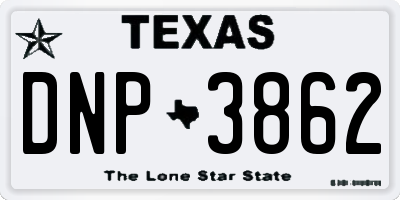 TX license plate DNP3862