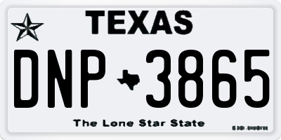 TX license plate DNP3865