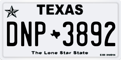 TX license plate DNP3892
