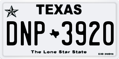 TX license plate DNP3920