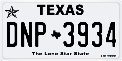 TX license plate DNP3934