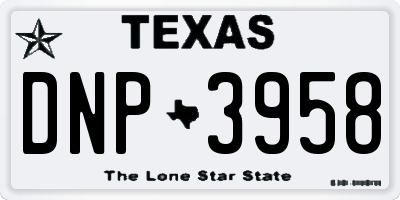 TX license plate DNP3958