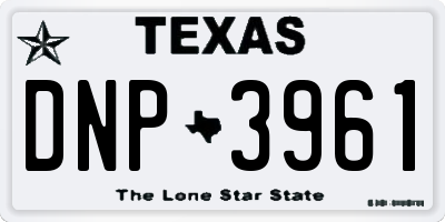 TX license plate DNP3961