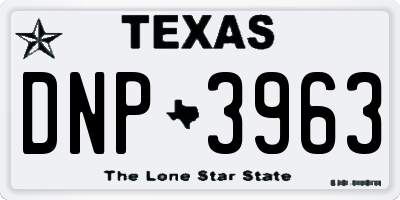 TX license plate DNP3963