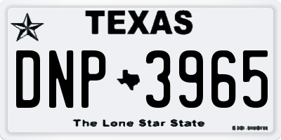 TX license plate DNP3965