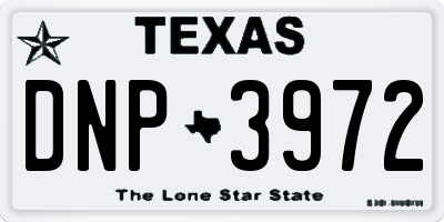 TX license plate DNP3972