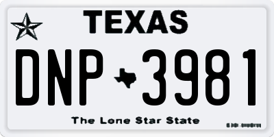 TX license plate DNP3981