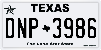 TX license plate DNP3986