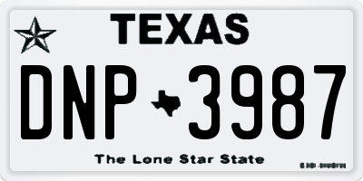 TX license plate DNP3987