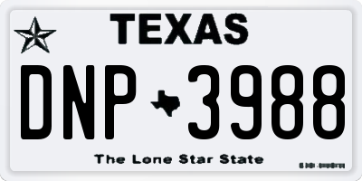 TX license plate DNP3988
