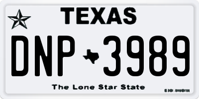 TX license plate DNP3989