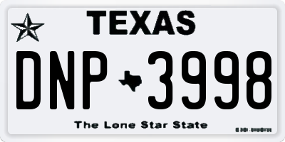 TX license plate DNP3998