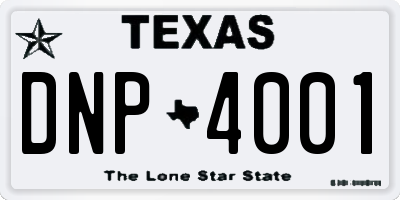 TX license plate DNP4001
