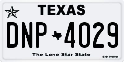 TX license plate DNP4029