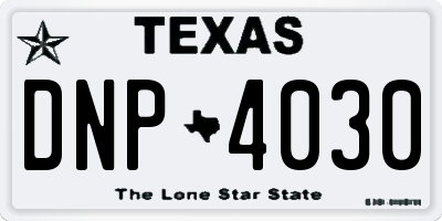 TX license plate DNP4030