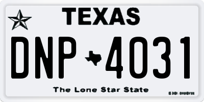 TX license plate DNP4031
