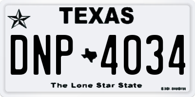 TX license plate DNP4034
