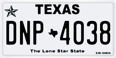 TX license plate DNP4038