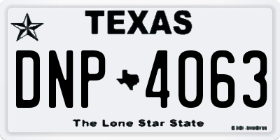 TX license plate DNP4063