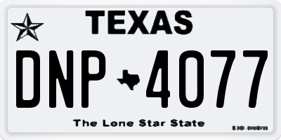 TX license plate DNP4077