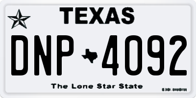 TX license plate DNP4092