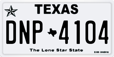 TX license plate DNP4104