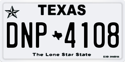 TX license plate DNP4108