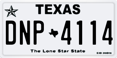 TX license plate DNP4114