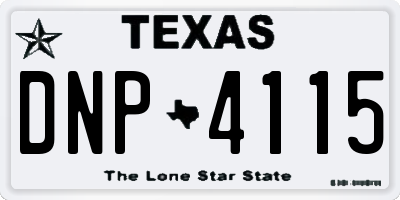 TX license plate DNP4115