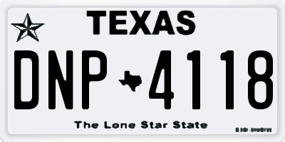 TX license plate DNP4118