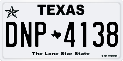 TX license plate DNP4138