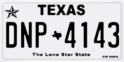 TX license plate DNP4143