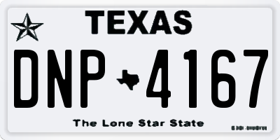 TX license plate DNP4167