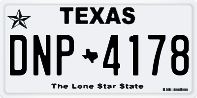 TX license plate DNP4178