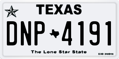 TX license plate DNP4191