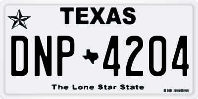 TX license plate DNP4204