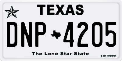 TX license plate DNP4205