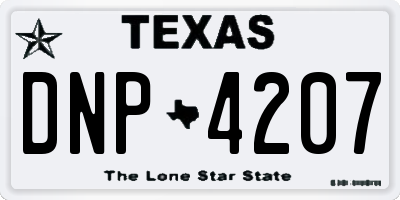 TX license plate DNP4207