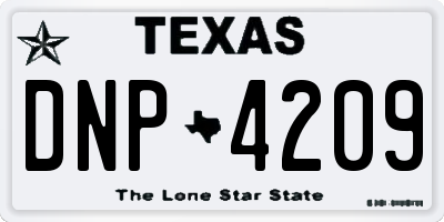 TX license plate DNP4209