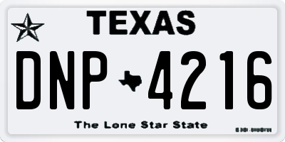 TX license plate DNP4216